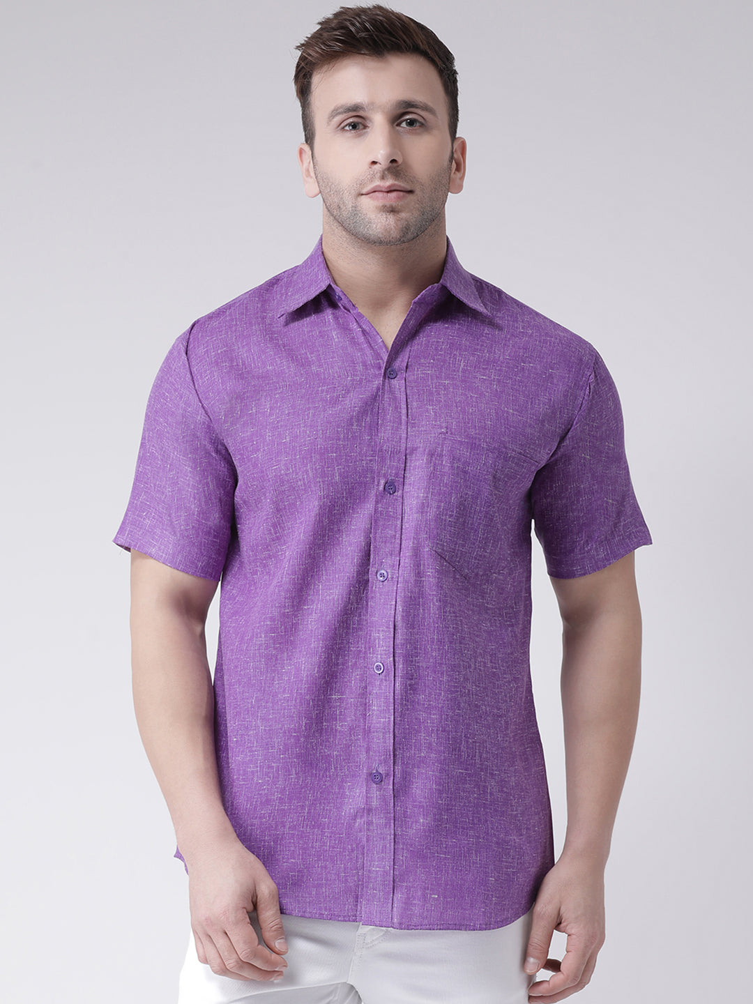 RIAG Purple Men's Half Sleeves Shirt