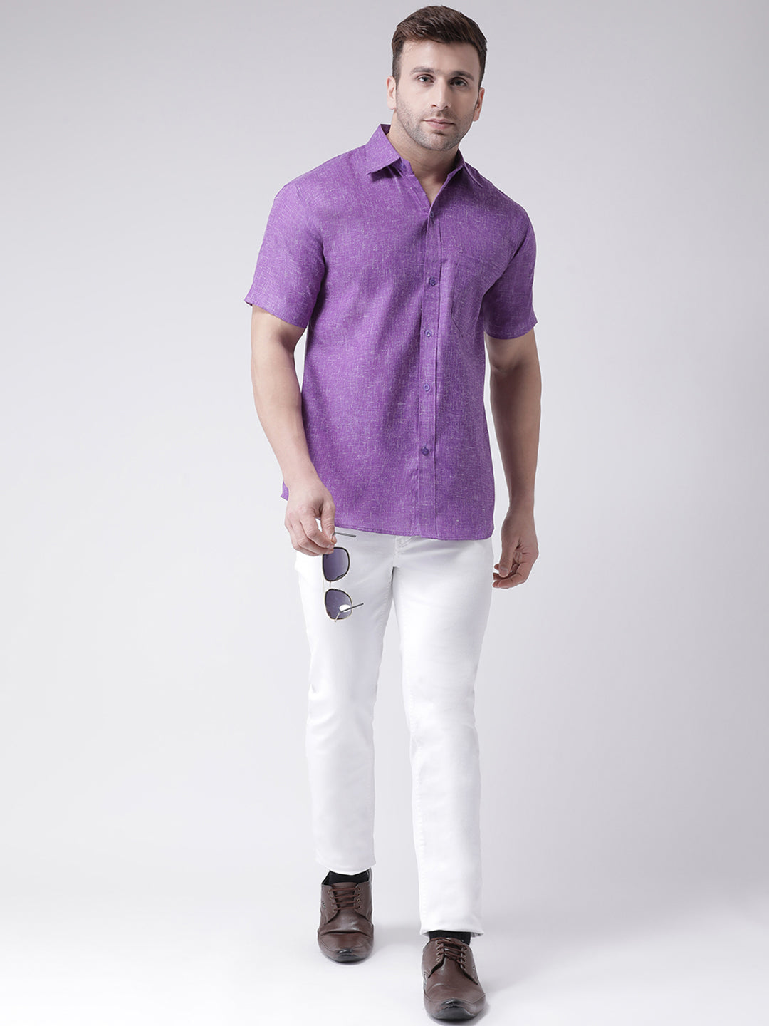 RIAG Purple Men's Half Sleeves Shirt