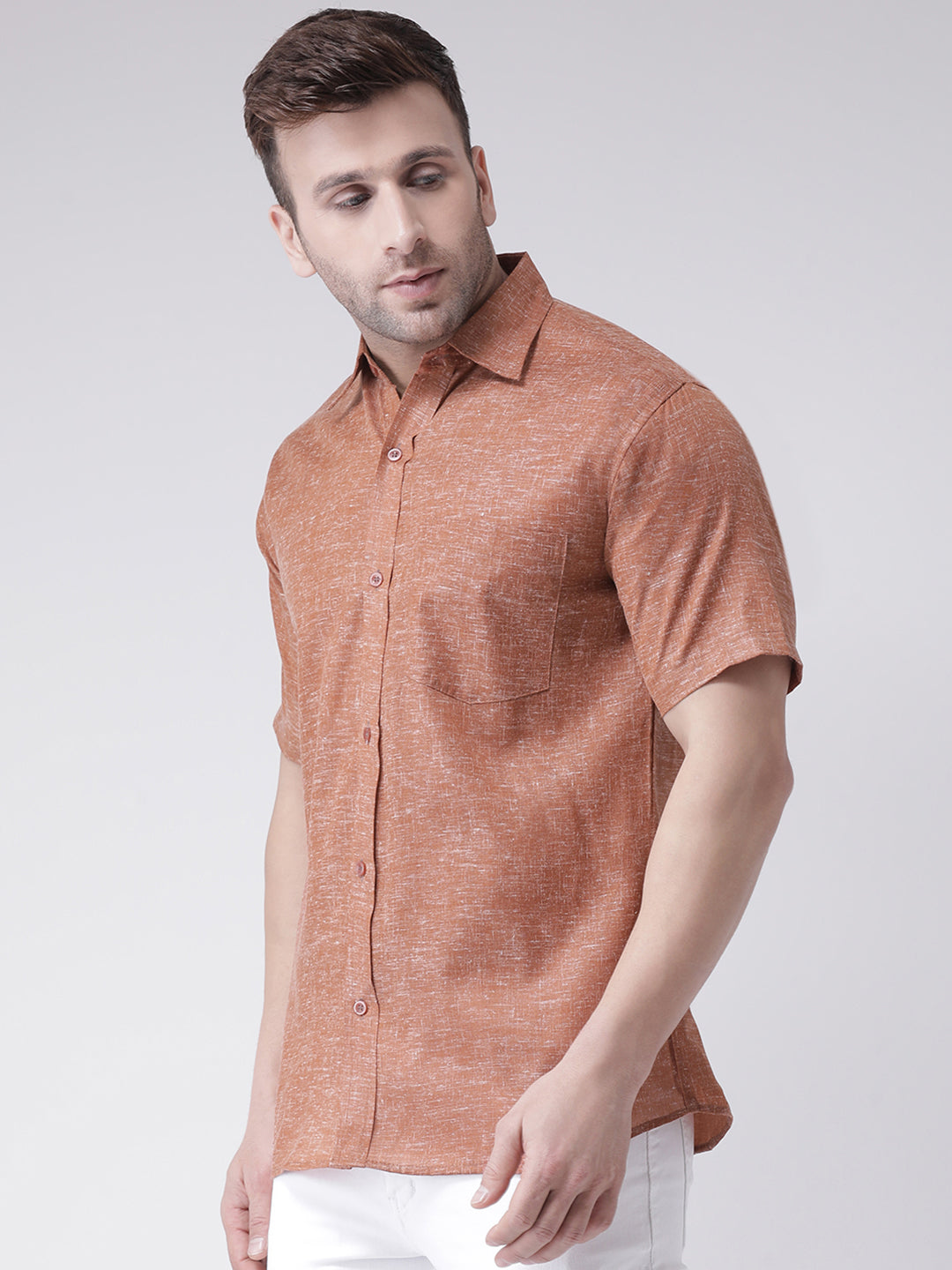RIAG Brown Men's Half Sleeves Shirt