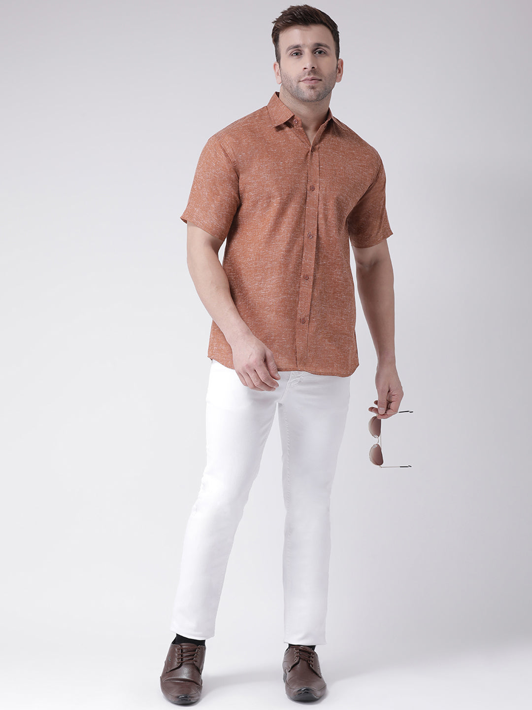 RIAG Brown Men's Half Sleeves Shirt
