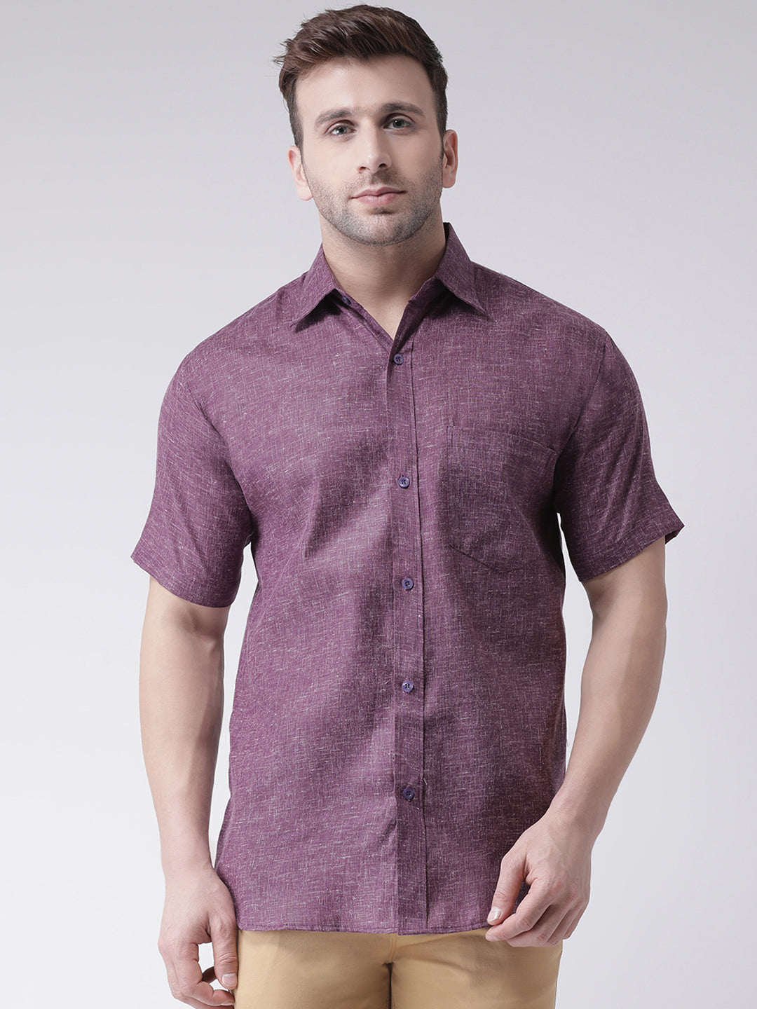 RIAG Purple Men's Half Sleeves Shirt