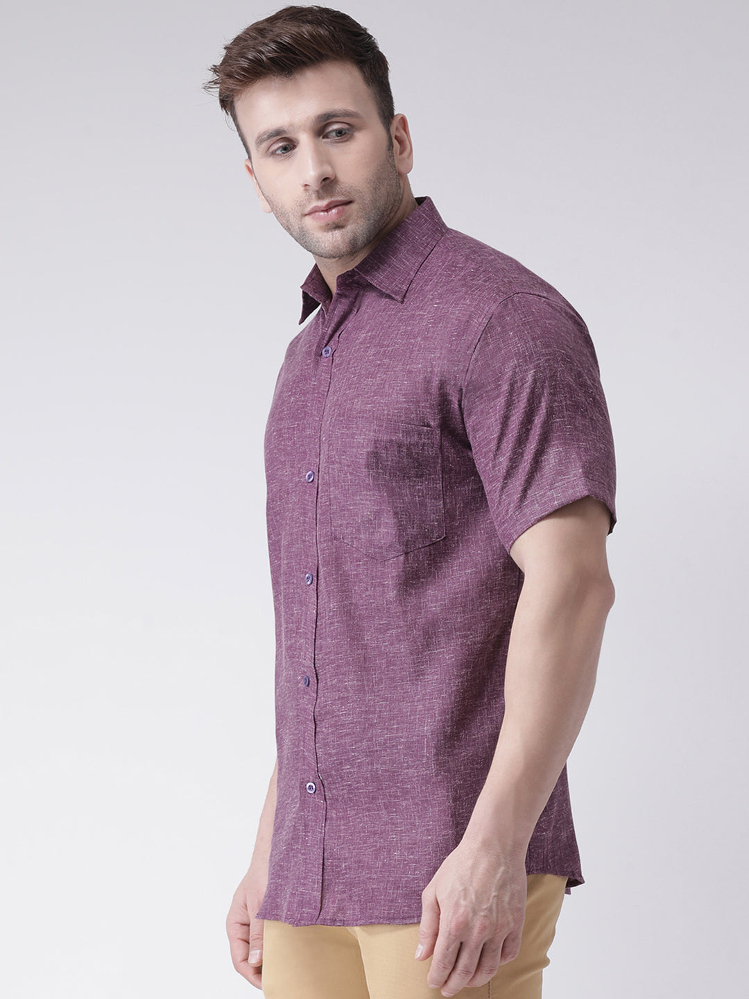 RIAG Purple Men's Half Sleeves Shirt