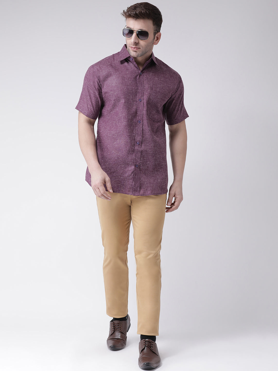 RIAG Purple Men's Half Sleeves Shirt