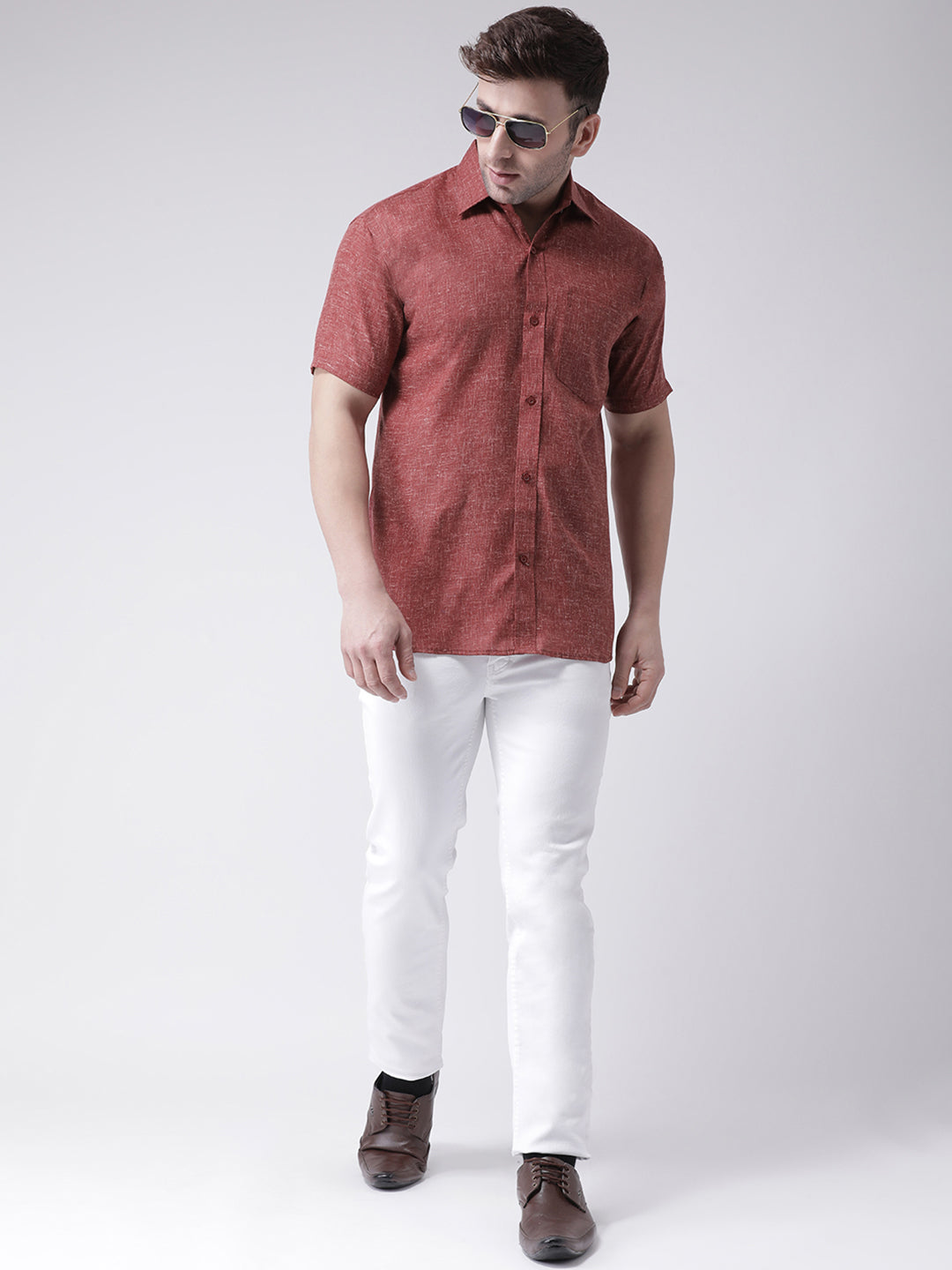 RIAG Brown Men's Half Sleeves Shirt