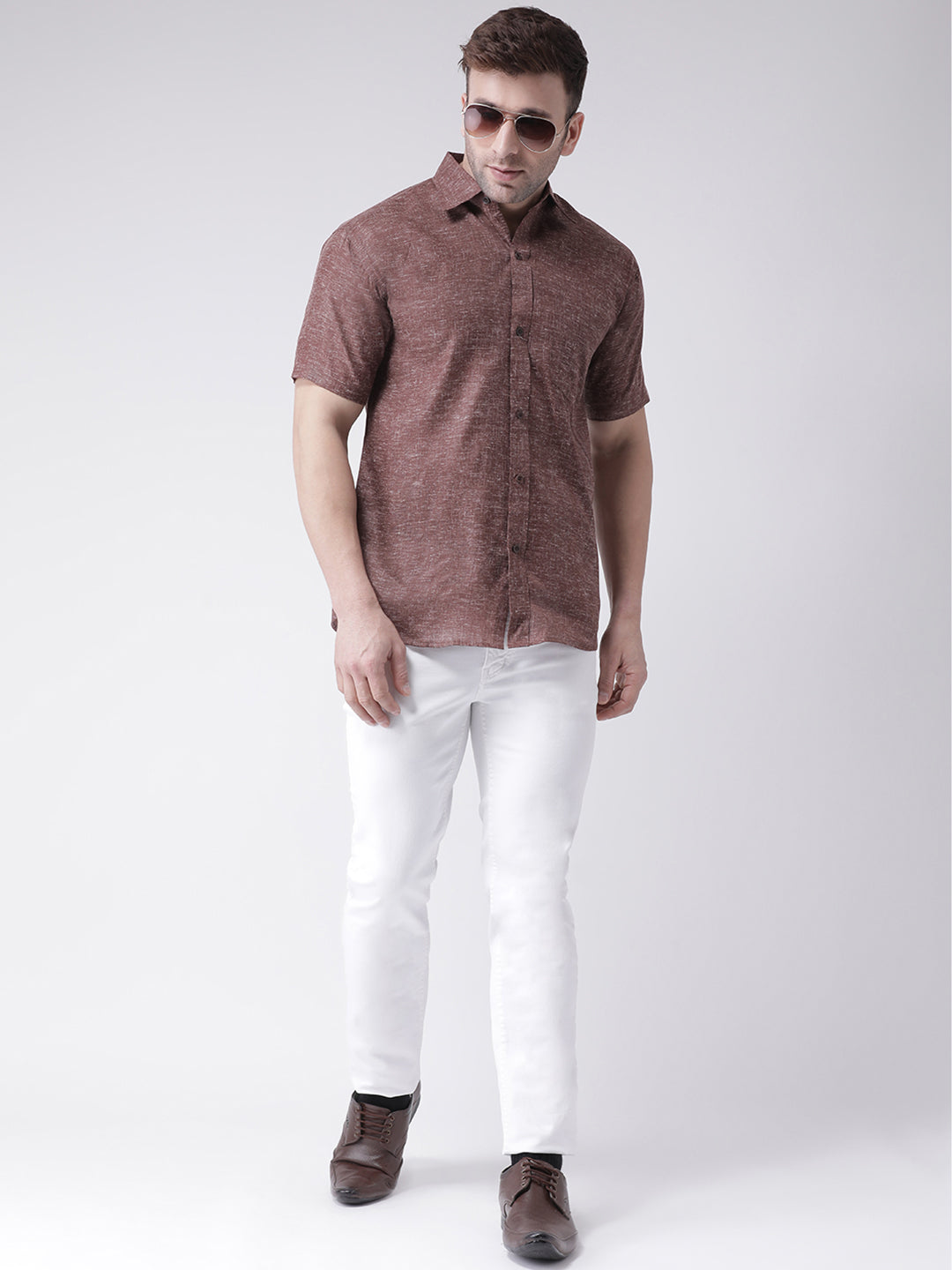 RIAG Brown Men's Half Sleeves Shirt