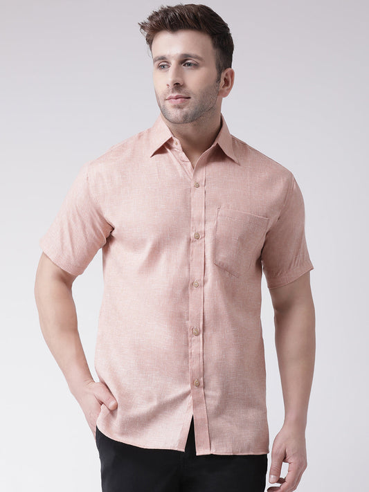 RIAG Beige Men's Half Sleeves Shirt