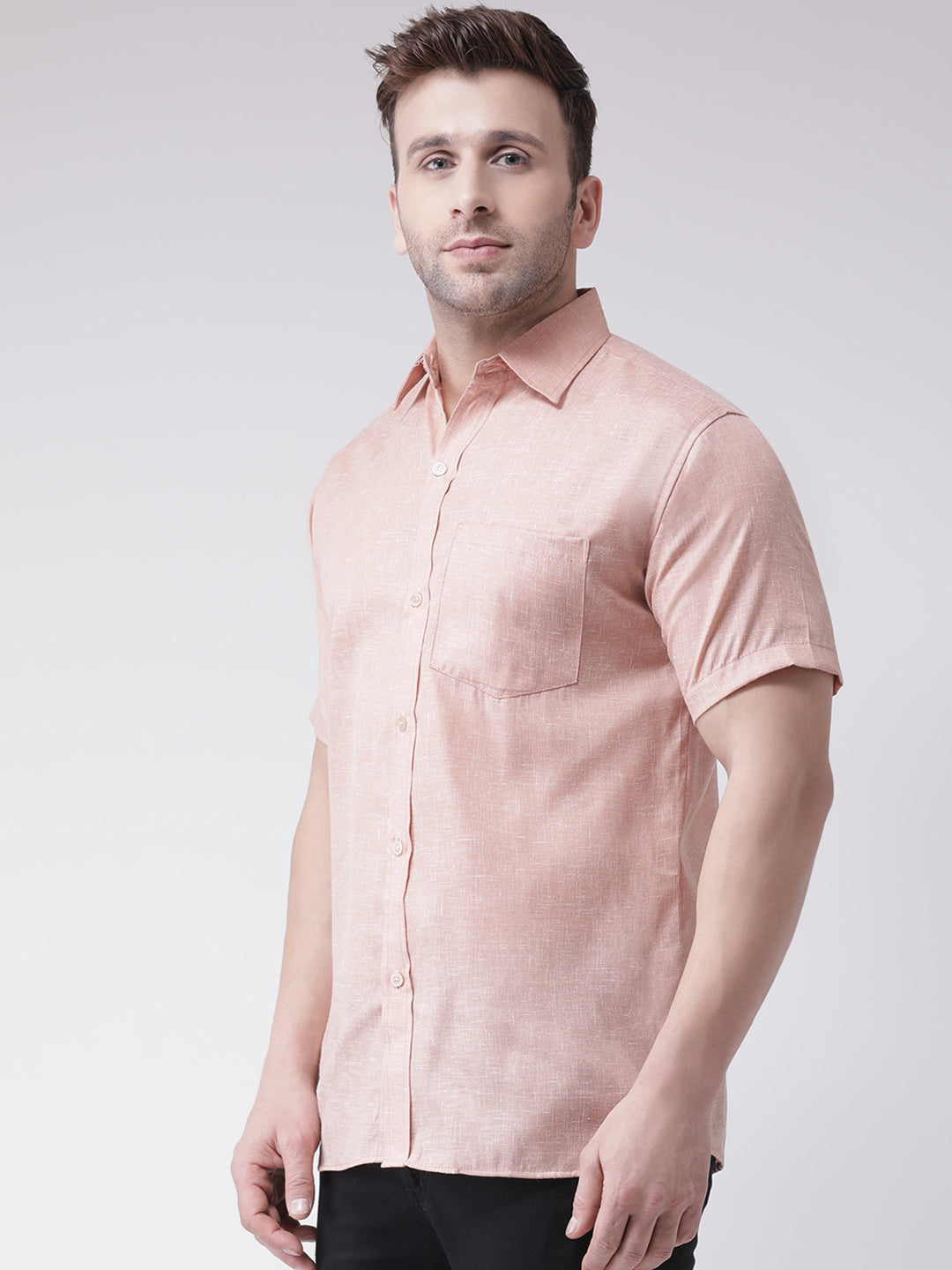 RIAG Beige Men's Half Sleeves Shirt