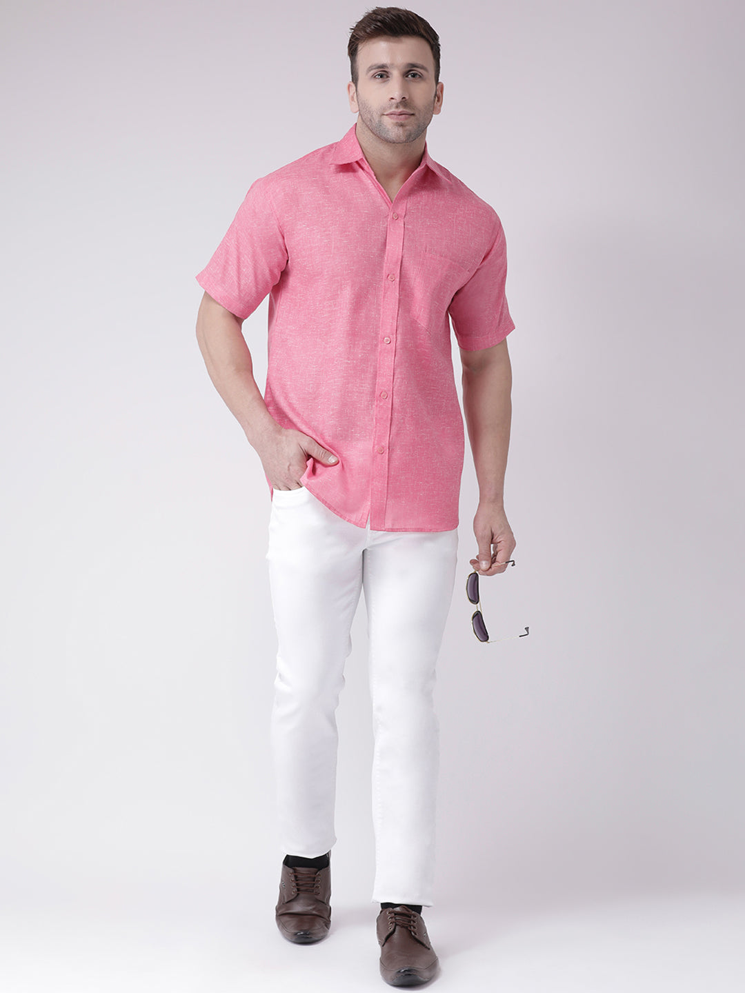 RIAG Pink Men's Half Sleeves Shirt