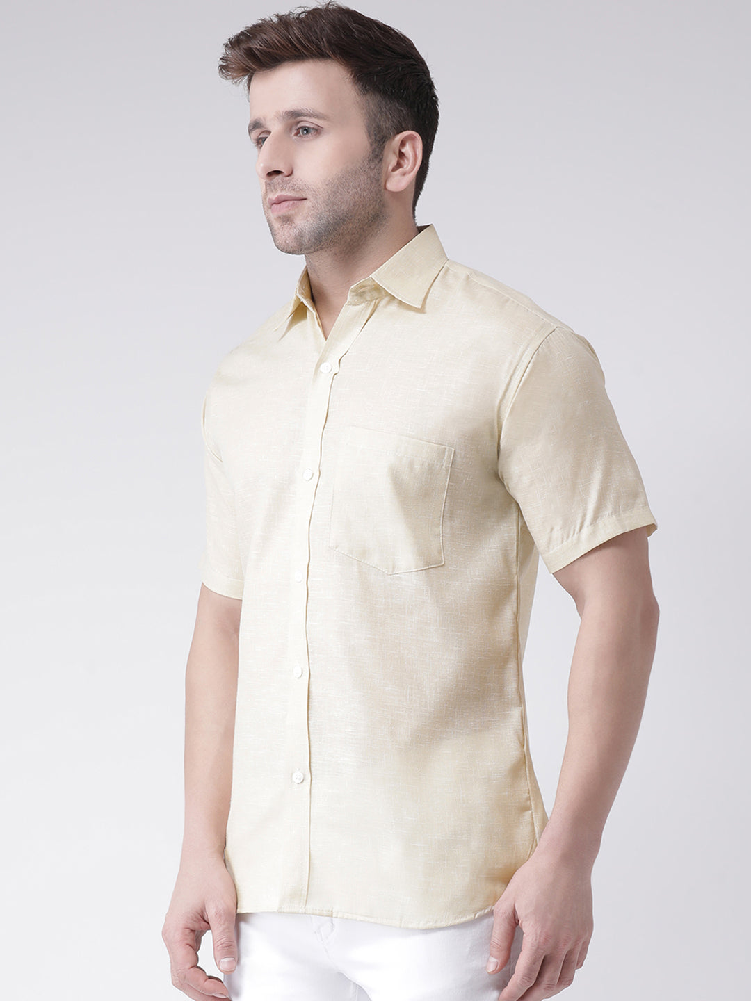 RIAG Beige Men's Half Sleeves Shirt