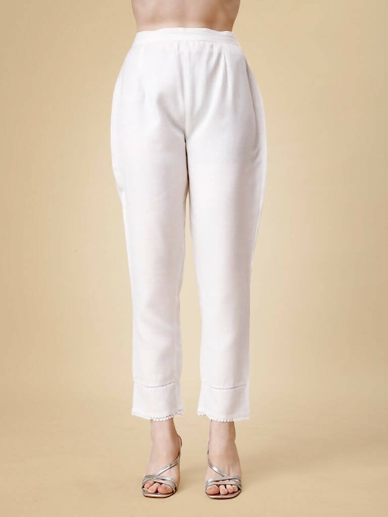 Aastha Fashion Women's Rama Cotton Blend Embroidered Kurta Pant Set - Grab2buy