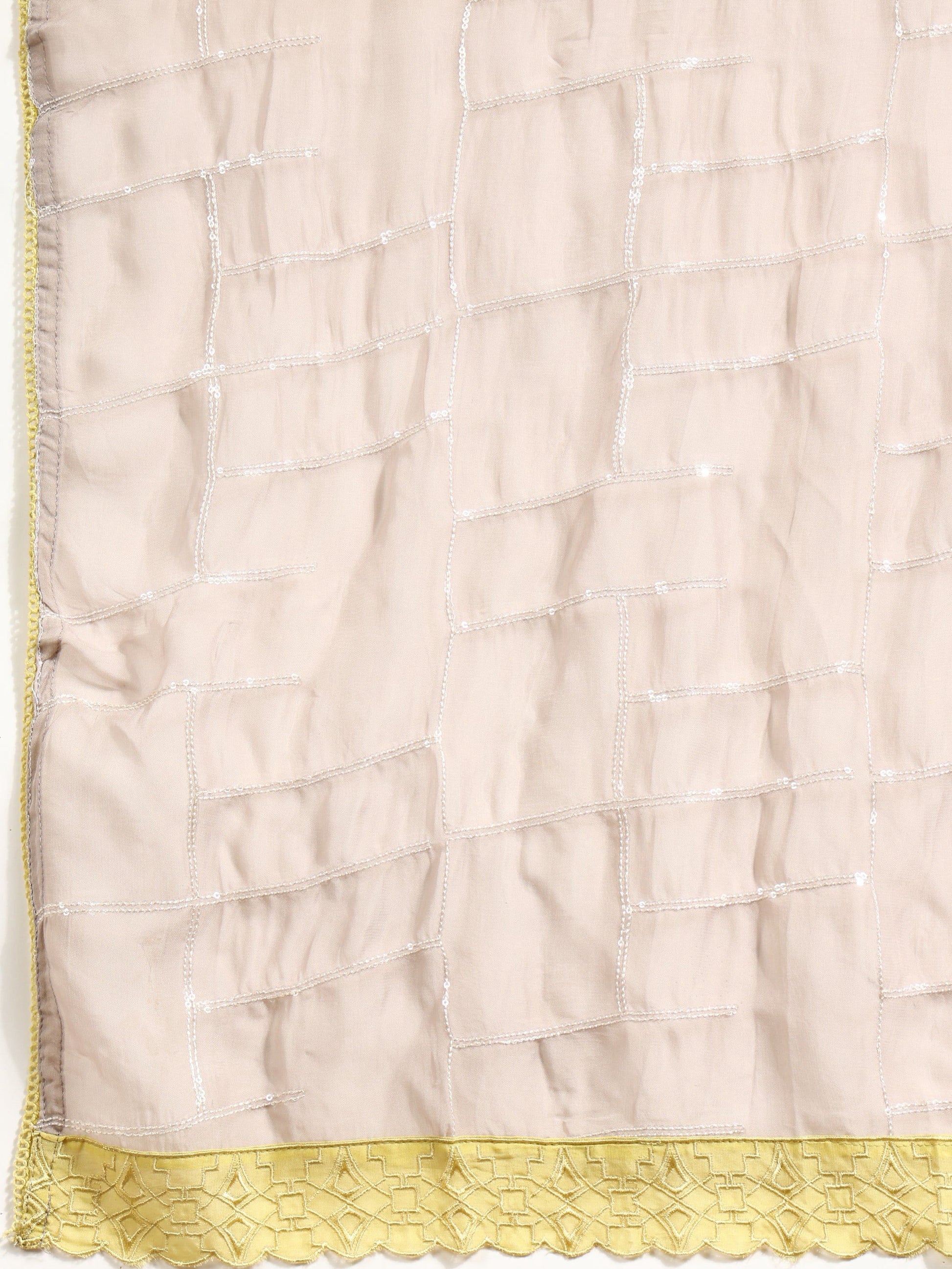 Hand Embroidered Kurta With Pant & Organza Sequined Embroidered Dupatta, Grey - Hiral Fashion