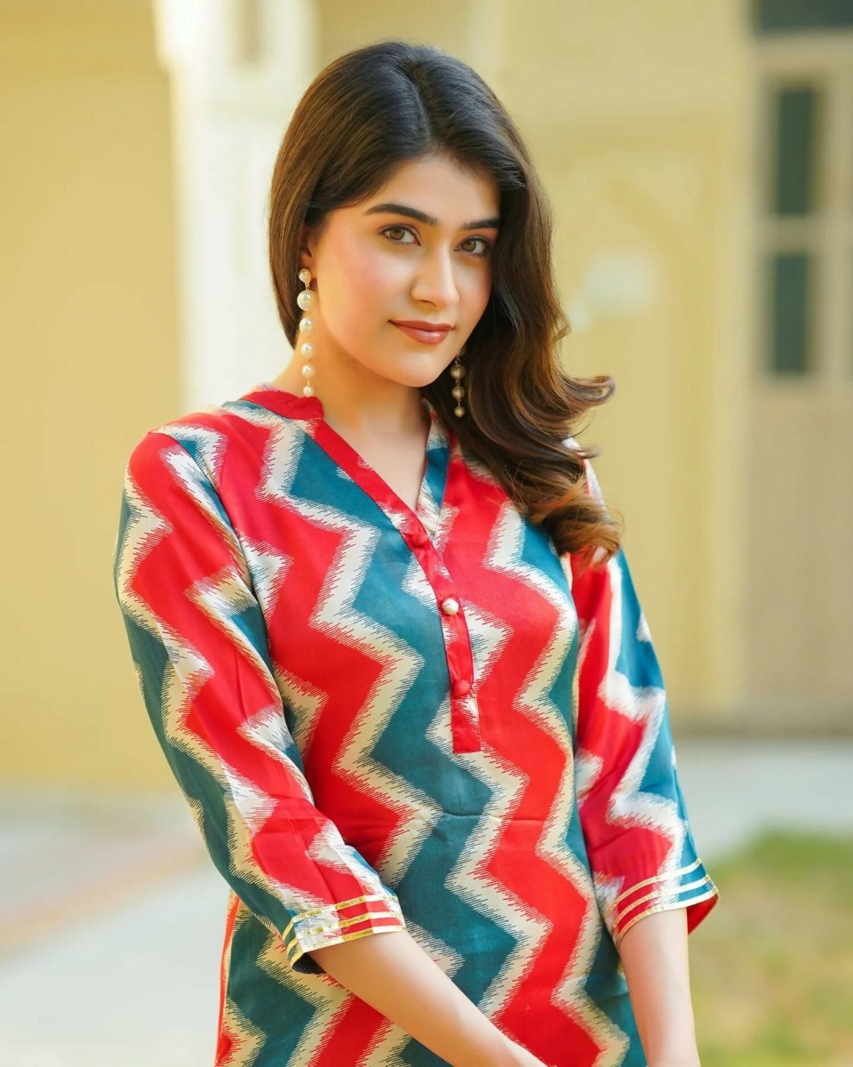 Aayaa Pure Muslin printed Kurti & Pant - Multi Color