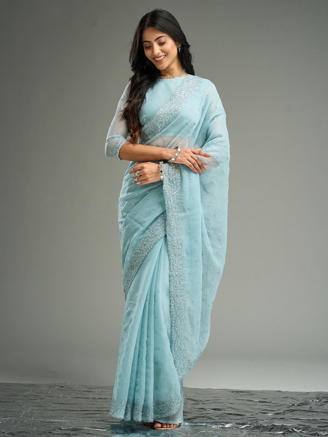kasee Floral Embroidered Saree
