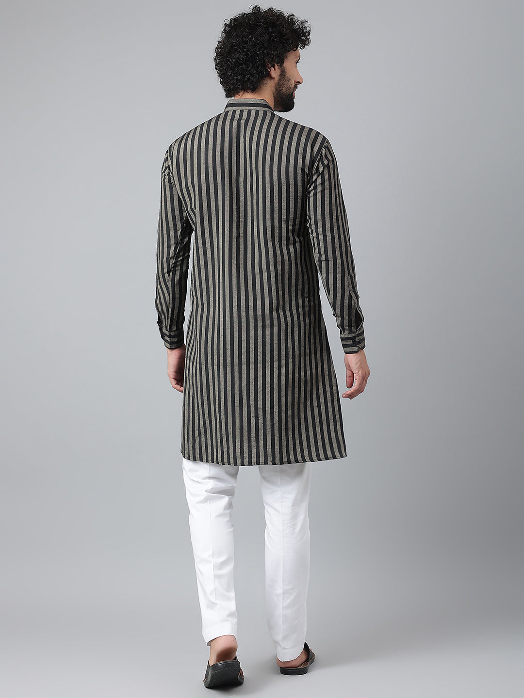 RIAG Black Color Long Sleeves Ethnic Men's Cotton Long Kurta