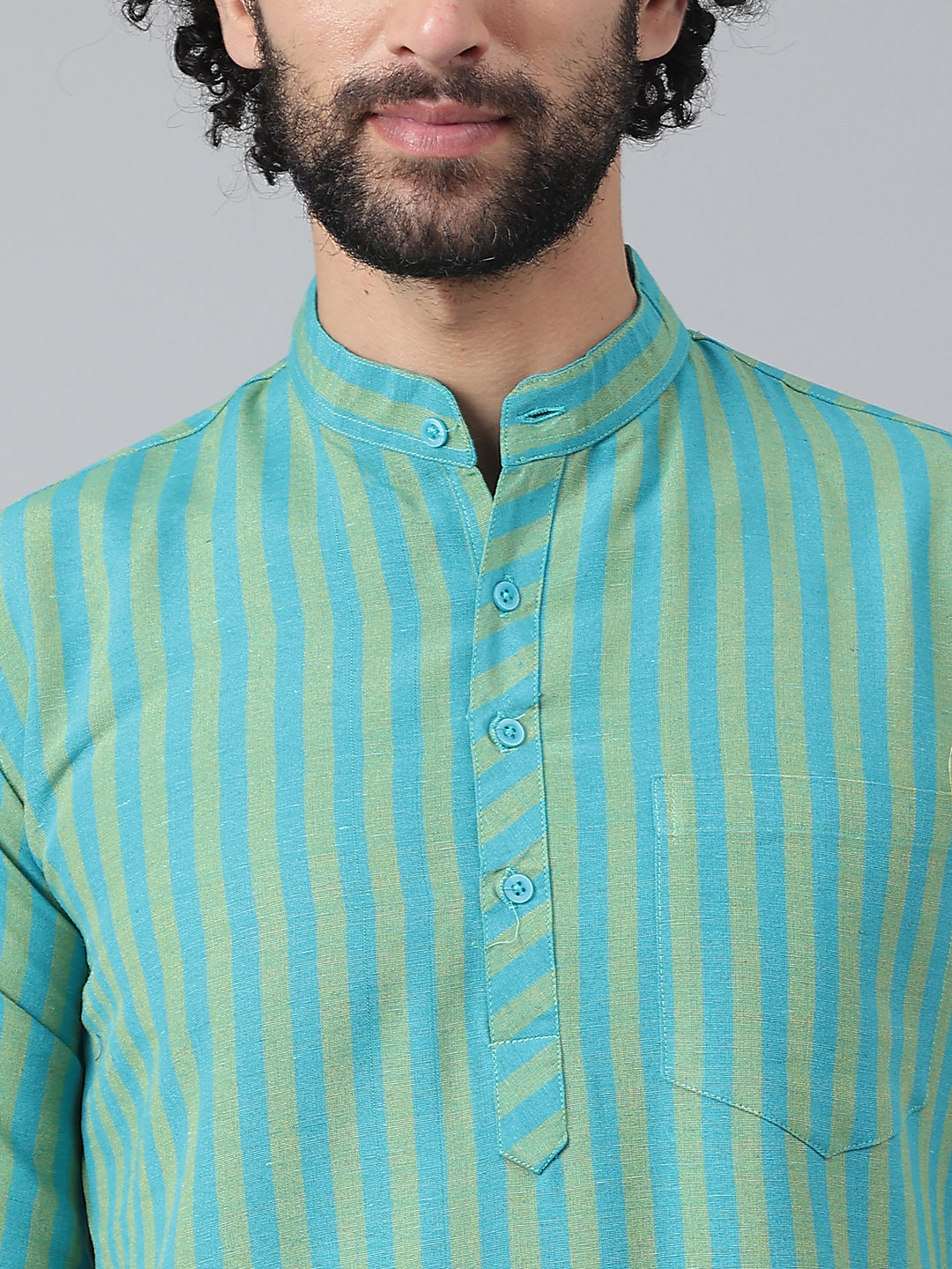 RIAG Blue Men's Ethnic Long Kurta And Pyjama Set
