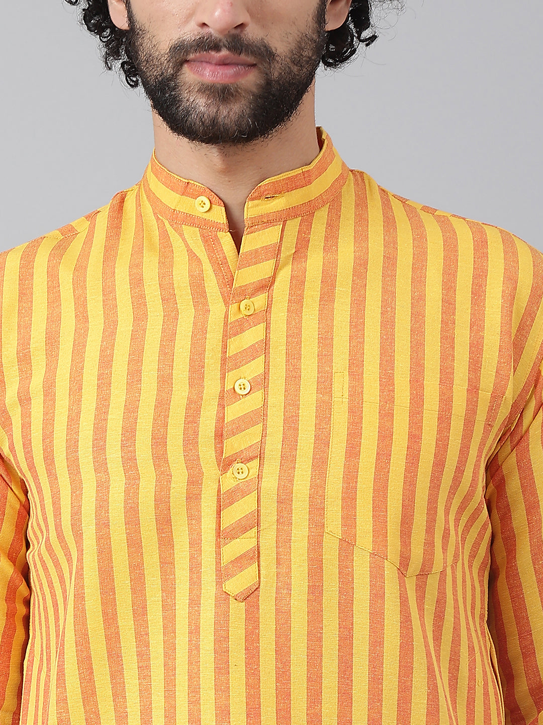 RIAG Yellow Men's Ethnic Long Kurta And Pyjama Set