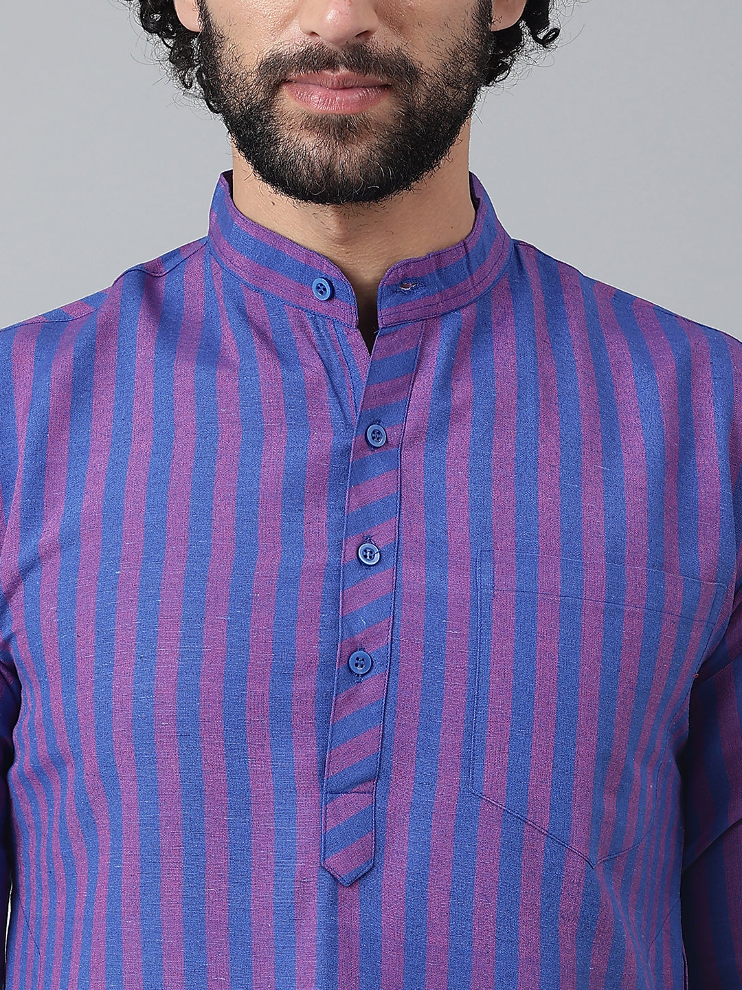 RIAG Navy Blue Color Long Sleeves Ethnic Men's Cotton Long Kurta
