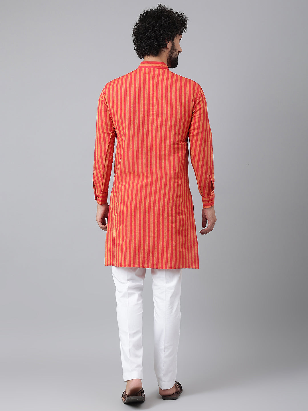 RIAG Red Color Long Sleeves Ethnic Men's Cotton Long Kurta