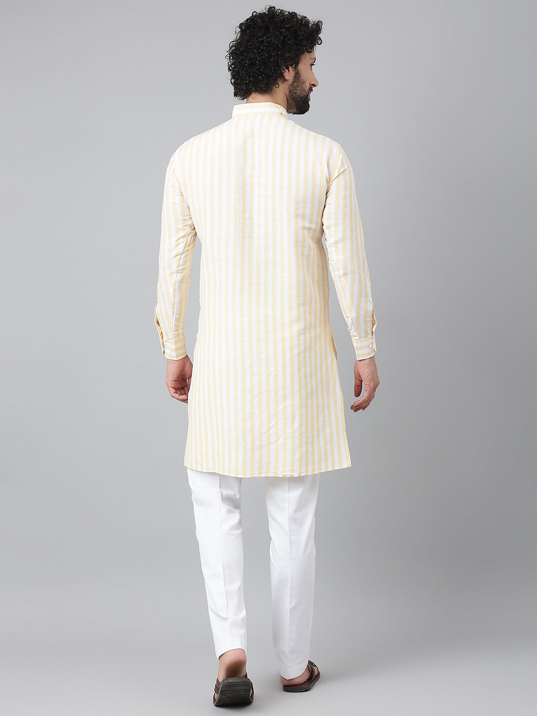 RIAG Beige Color Long Sleeves Ethnic Men's Cotton Long Kurta