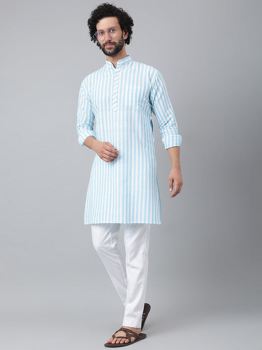 RIAG Blue Men's Ethnic Long Kurta And Pyjama Set