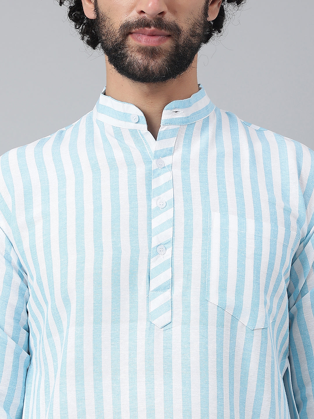RIAG Blue Men's Ethnic Long Kurta And Pyjama Set