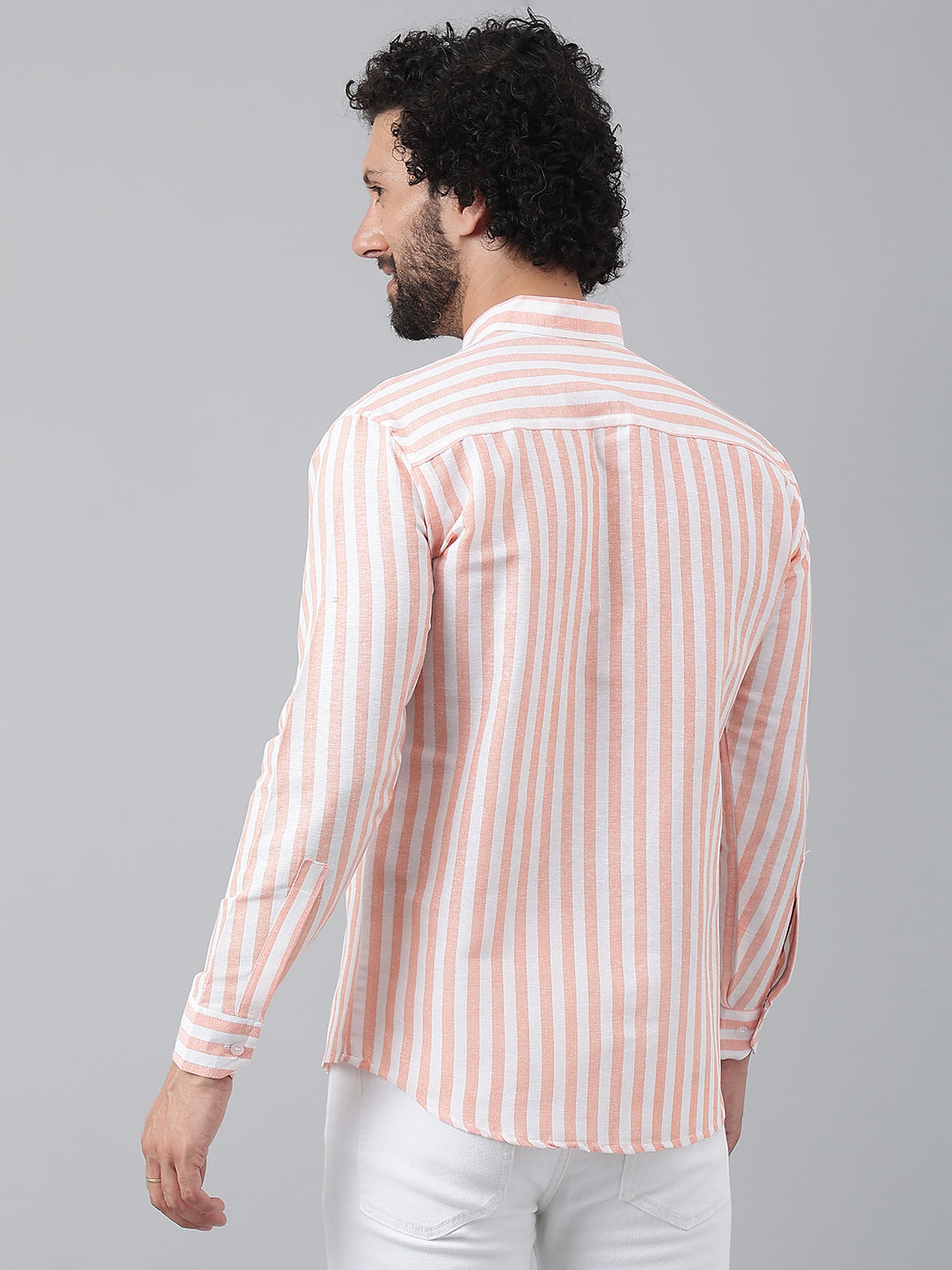 RIAG Orange Men's Chinese Collar Full Sleeves Shirt