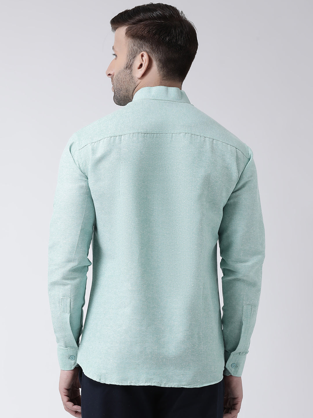 RIAG Green Men's Chinese Collar Full Sleeves Shirt