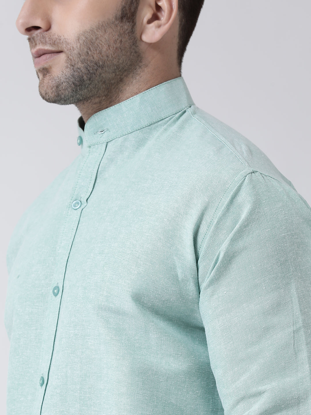 RIAG Green Men's Chinese Collar Full Sleeves Shirt