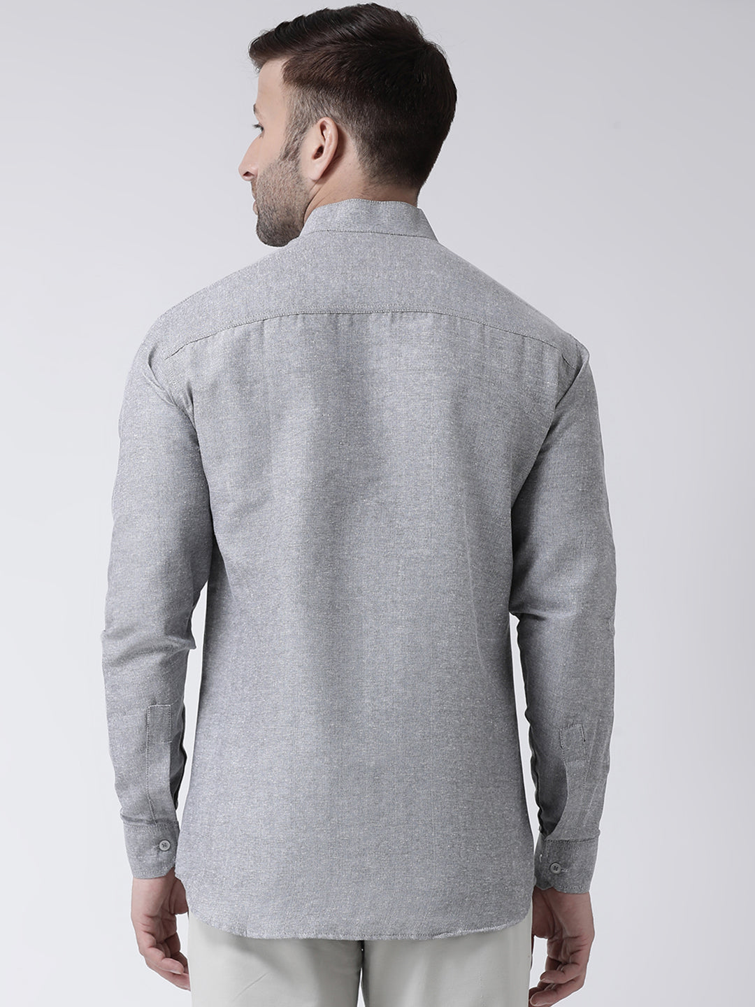 RIAG Grey Men's Chinese Collar Full Sleeves Shirt
