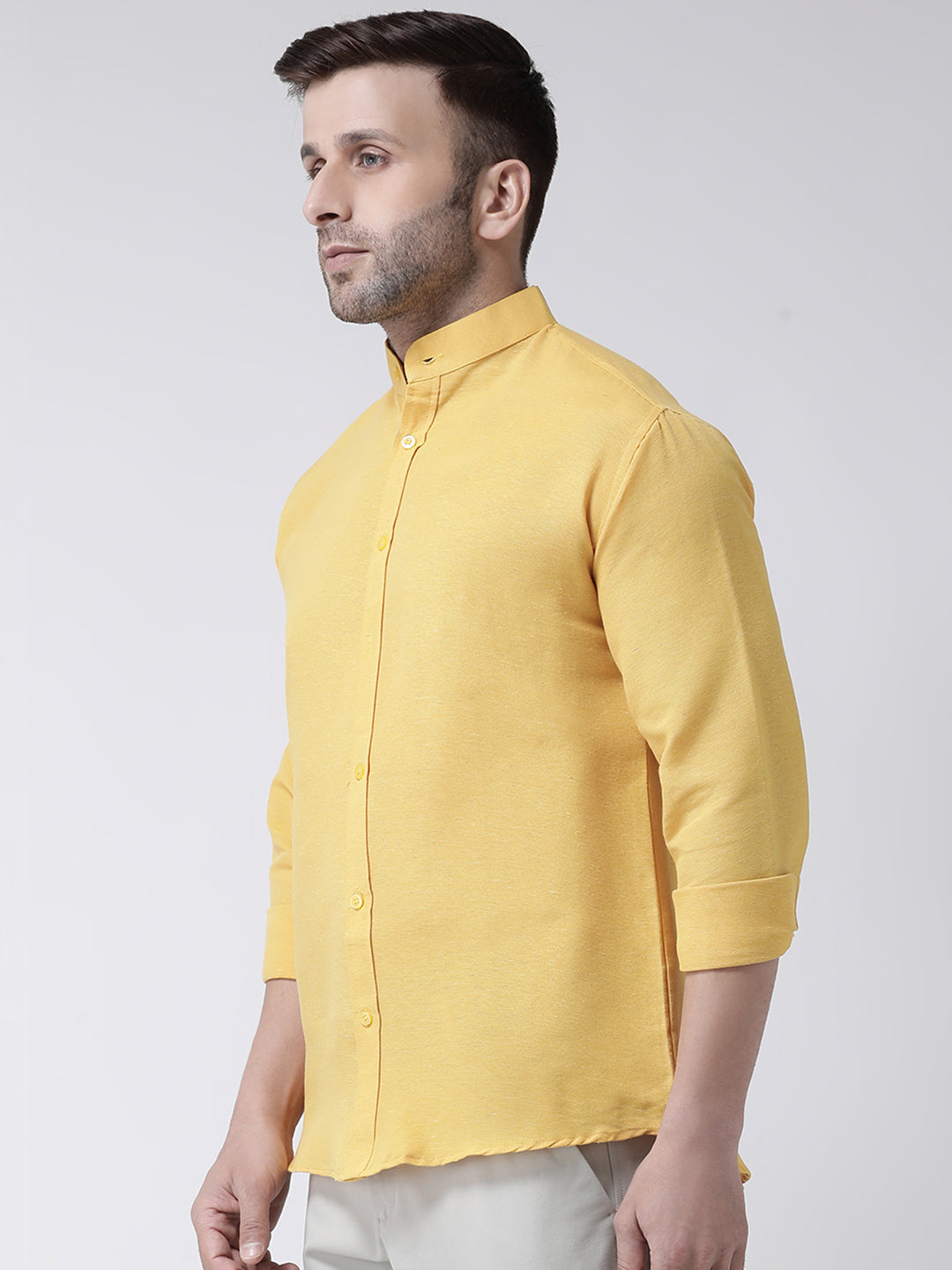 RIAG Mustard Men's Chinese Collar Full Sleeves Shirt
