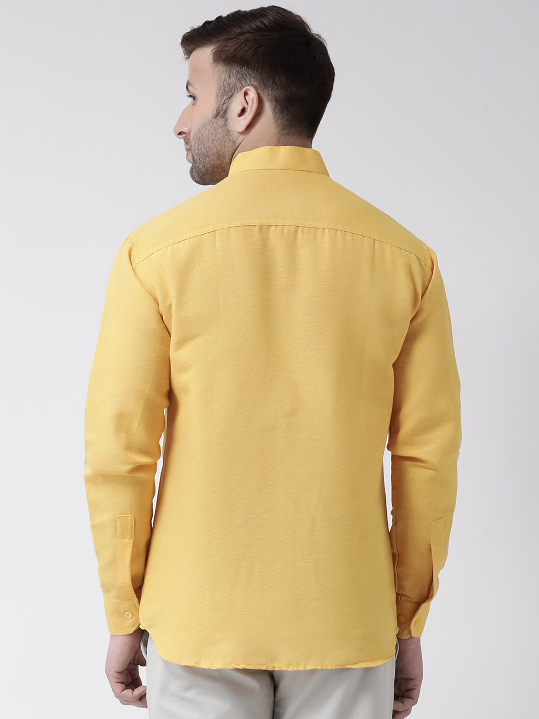 RIAG Mustard Men's Chinese Collar Full Sleeves Shirt