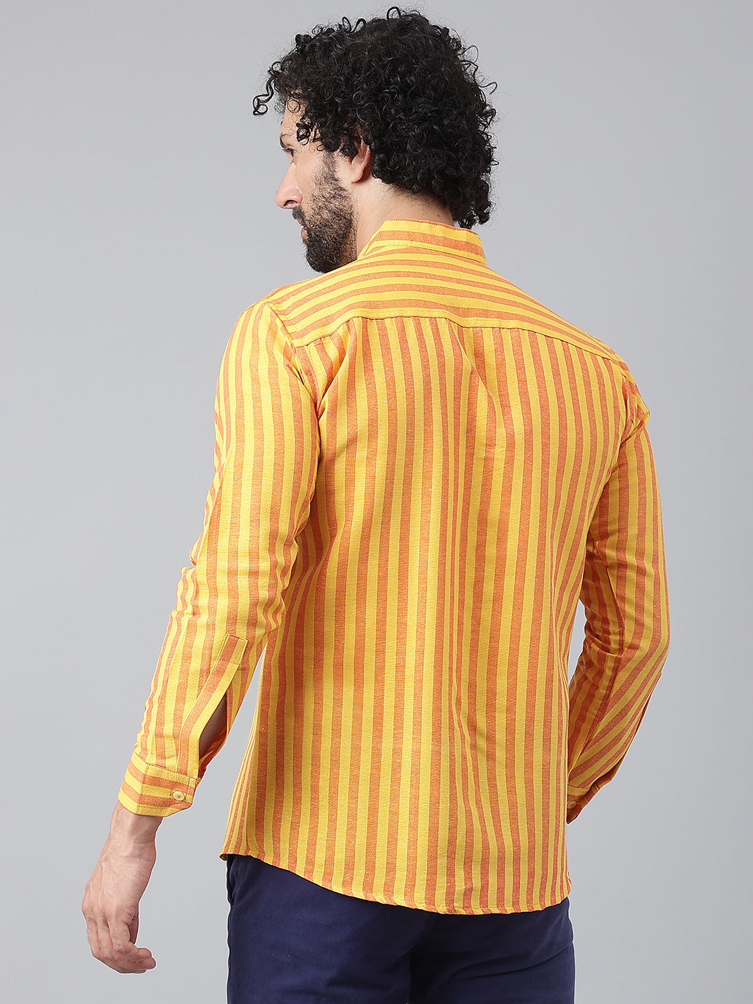 RIAG Yellow Men's Chinese Collar Full Sleeves Shirt