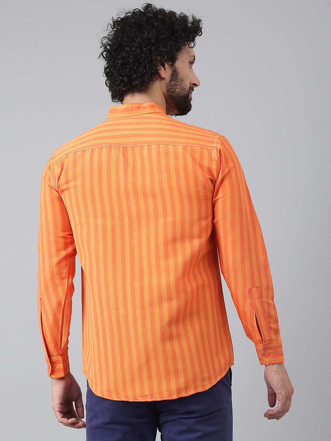 RIAG Orange Men's Chinese Collar Full Sleeves Shirt