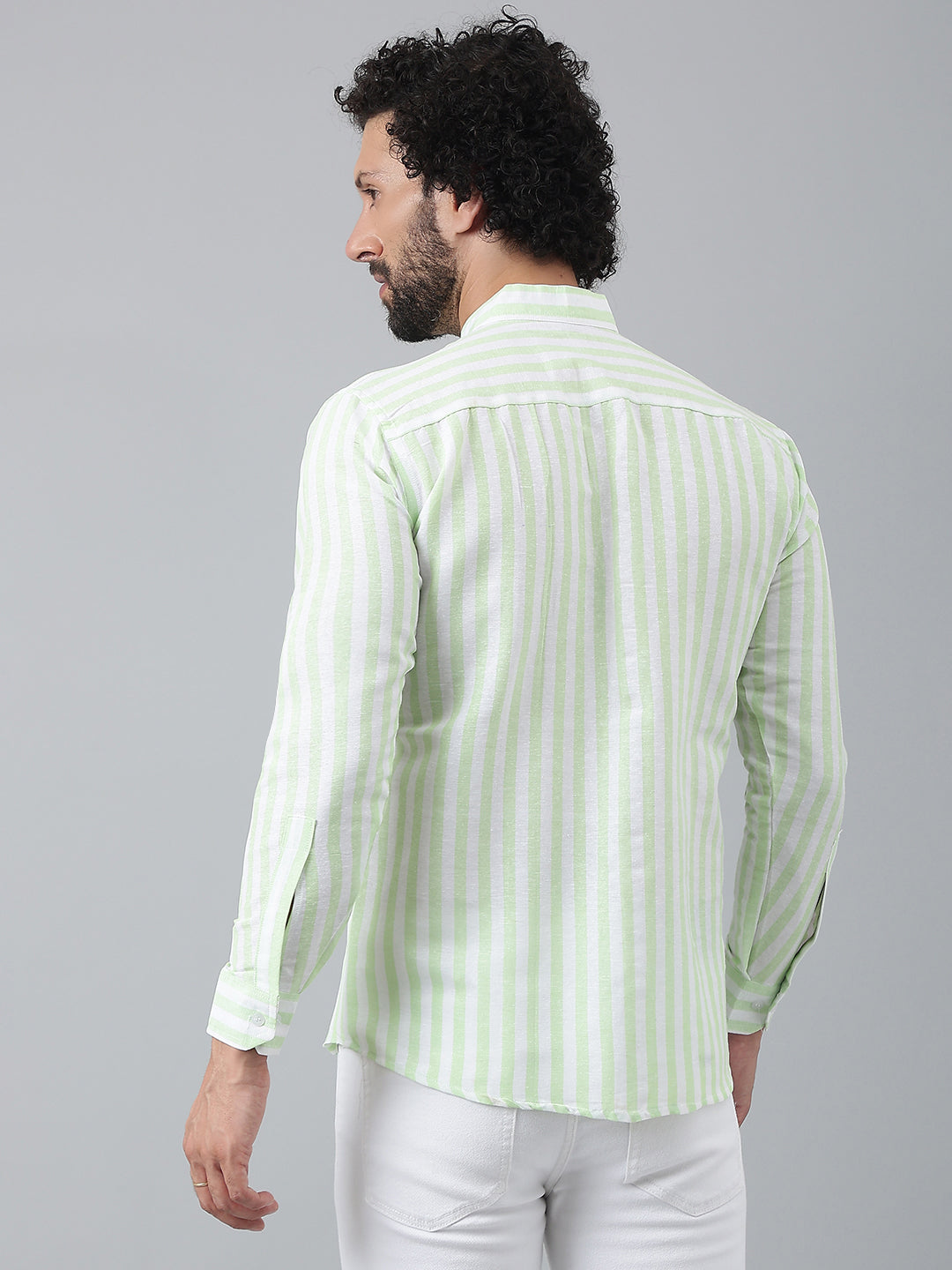 RIAG Green Men's Chinese Collar Full Sleeves Shirt