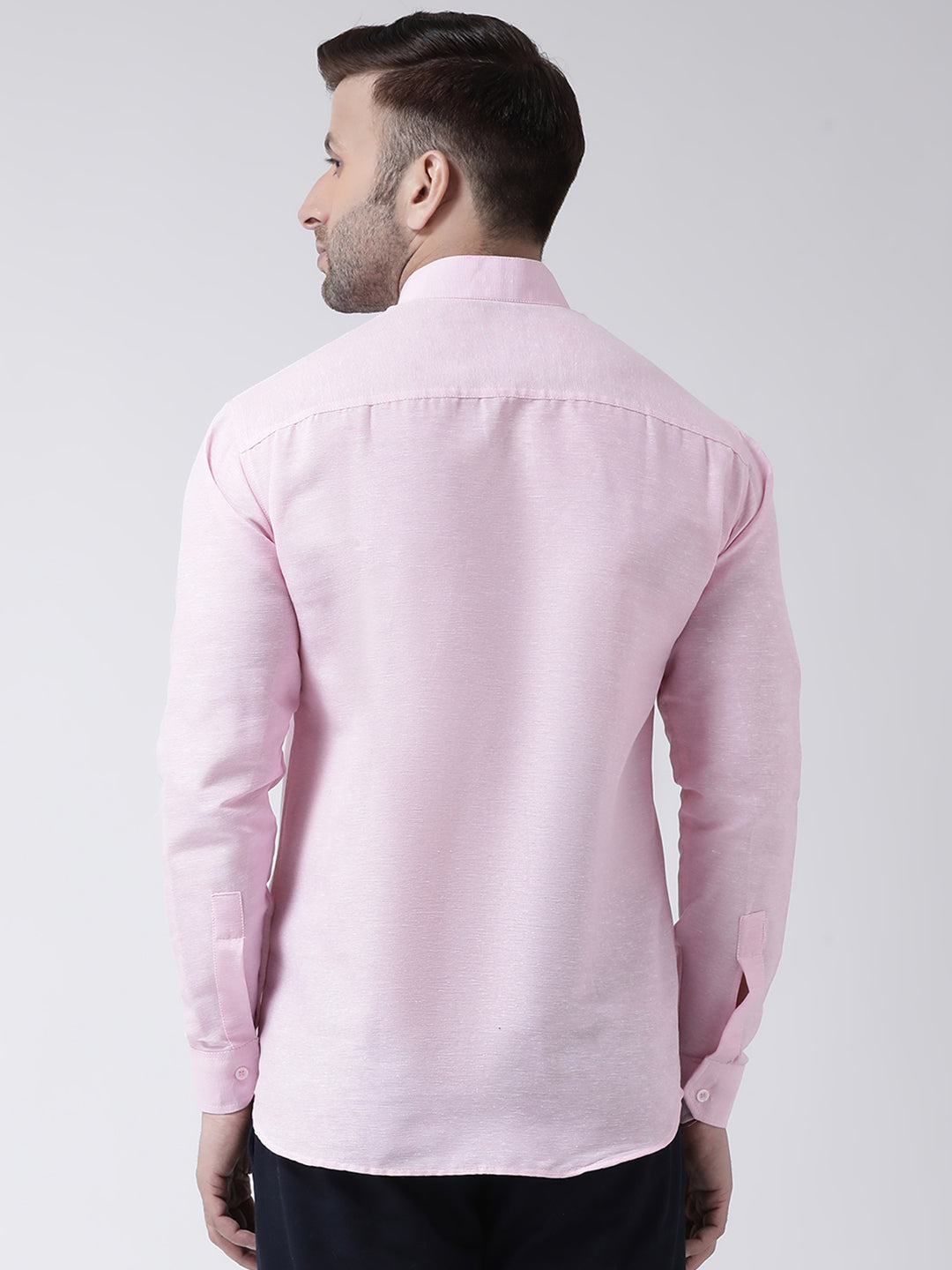 RIAG Pink Men's Chinese Collar Full Sleeves Shirt