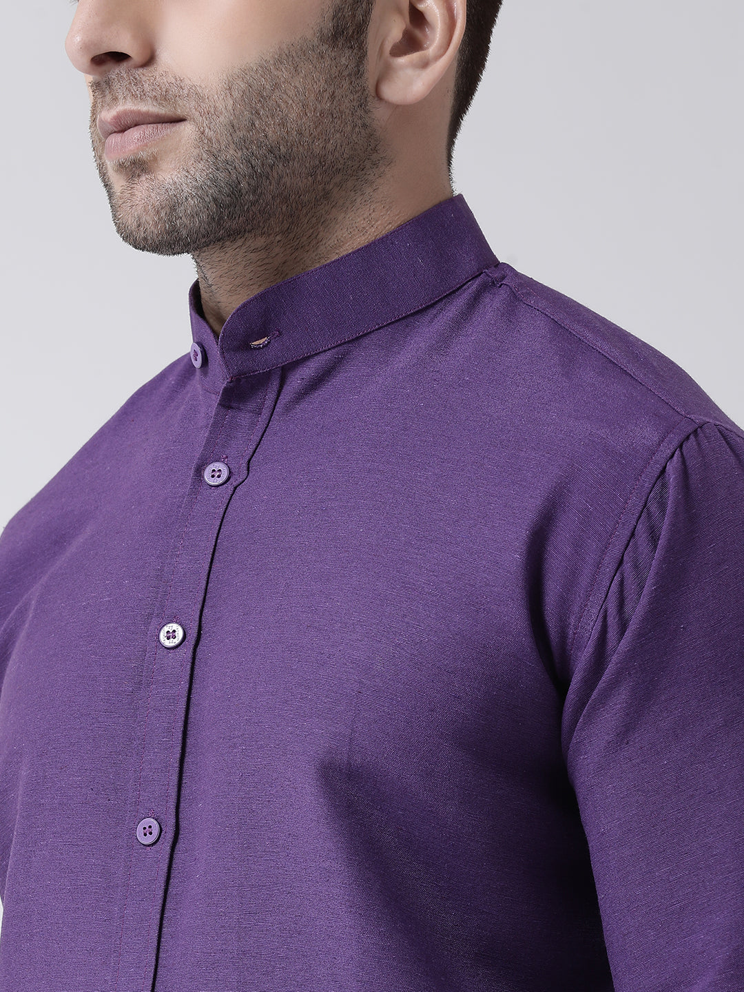 RIAG Purple Men's Chinese Collar Full Sleeves Shirt
