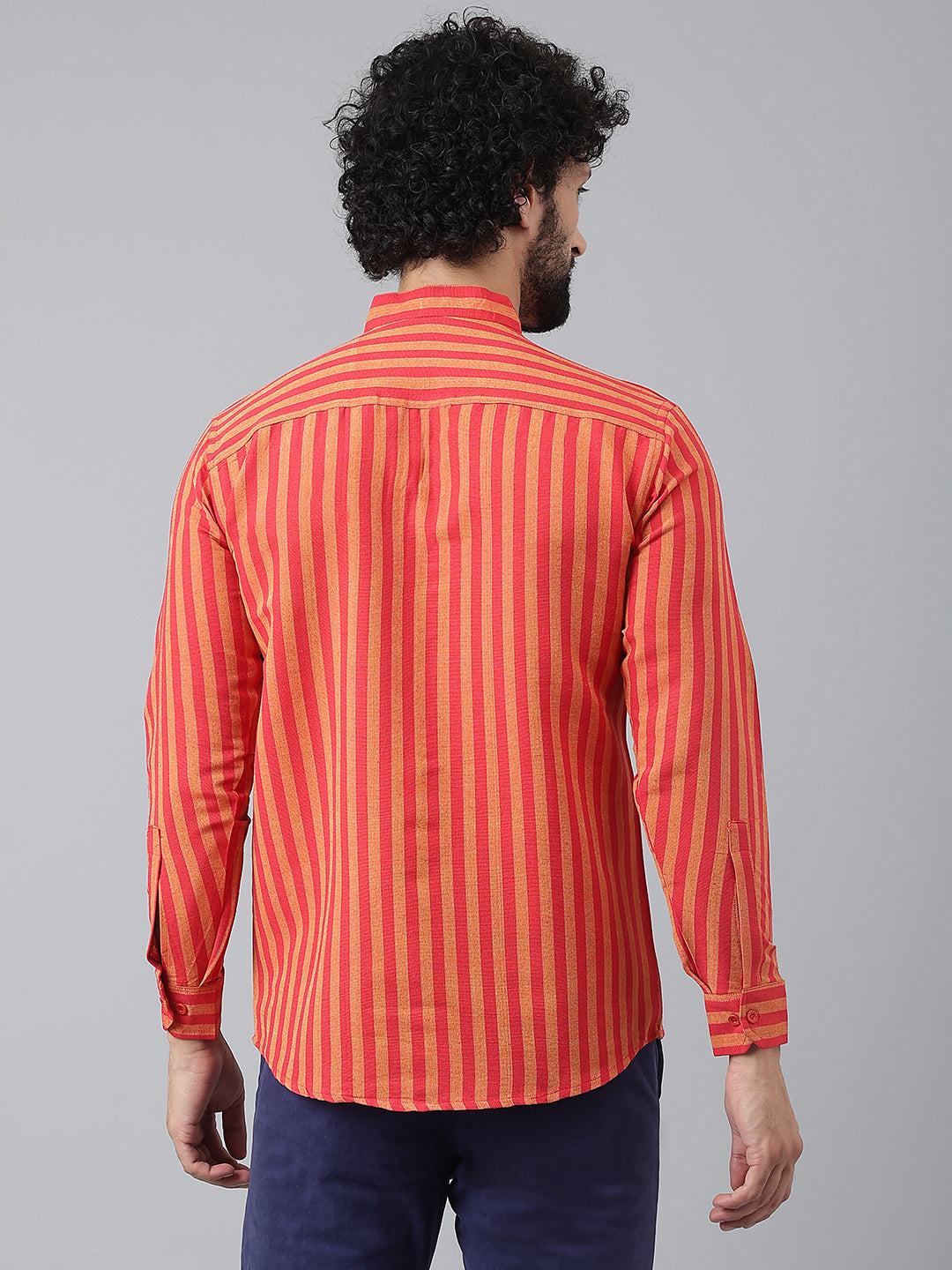 RIAG Red Men's Chinese Collar Full Sleeves Shirt