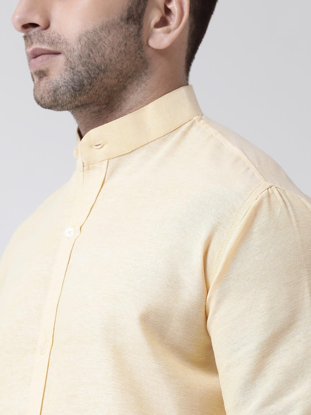 RIAG Beige Men's Chinese Collar Full Sleeves Shirt