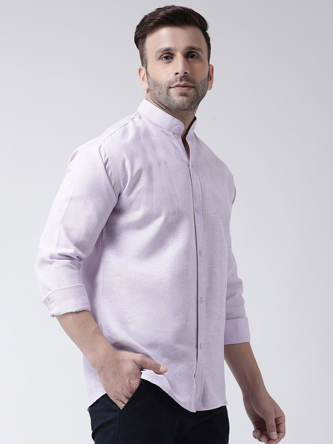 RIAG Violet Men's Chinese Collar Full Sleeves Shirt