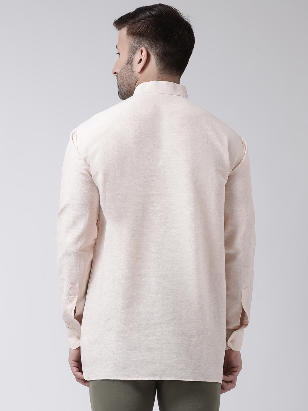 RIAG Beige Color Long Sleeves Men's Cotton Short Kurta