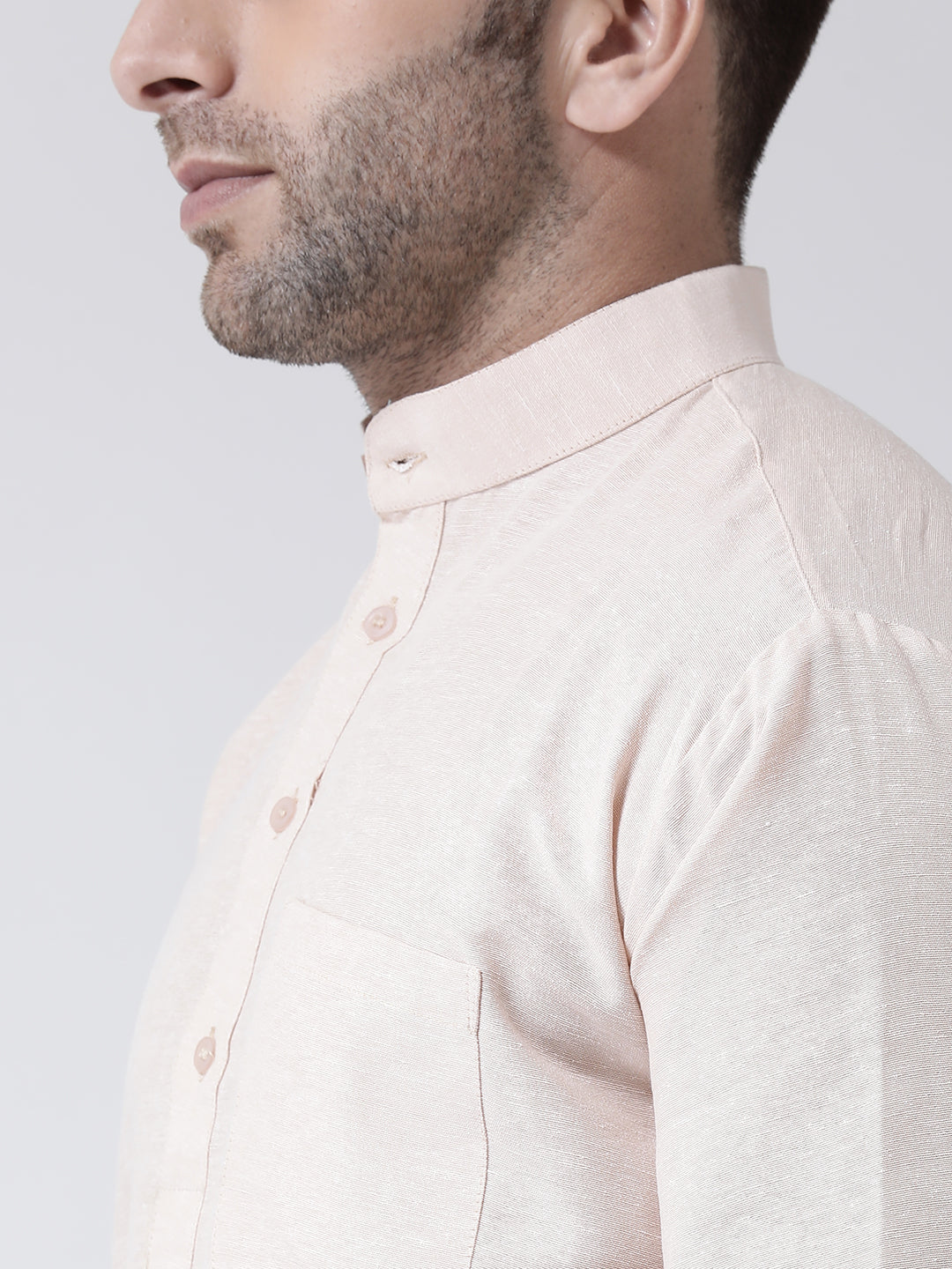 RIAG Beige Color Long Sleeves Men's Cotton Short Kurta