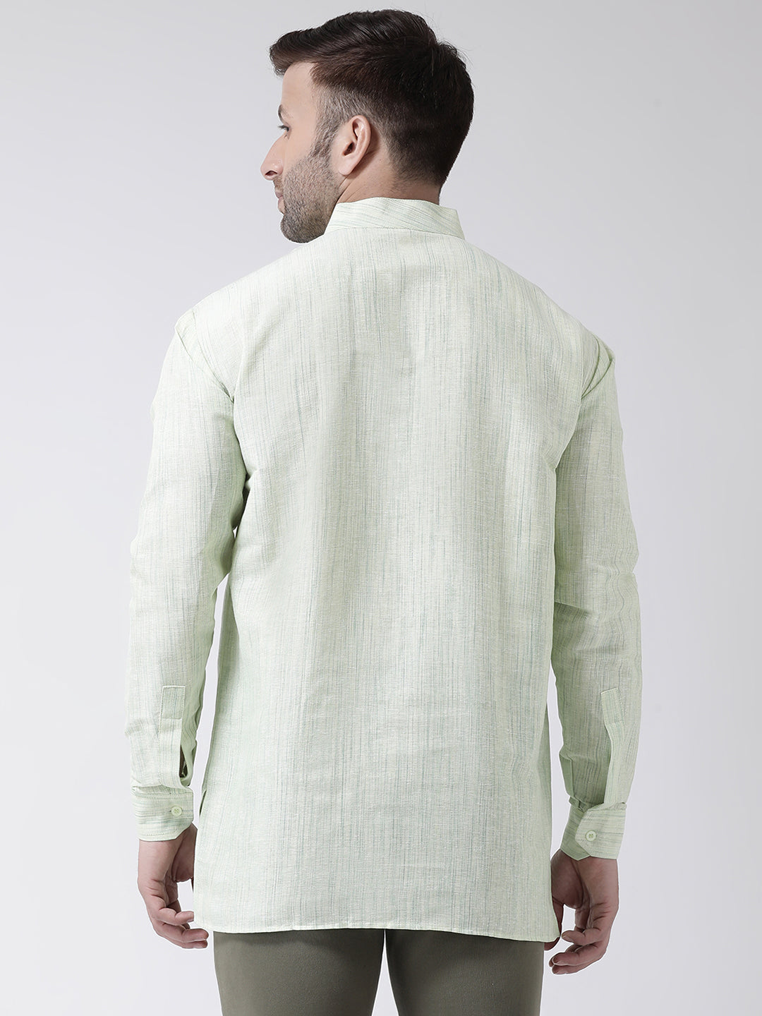 RIAG Green Color Long Sleeves Men's Cotton Short Kurta