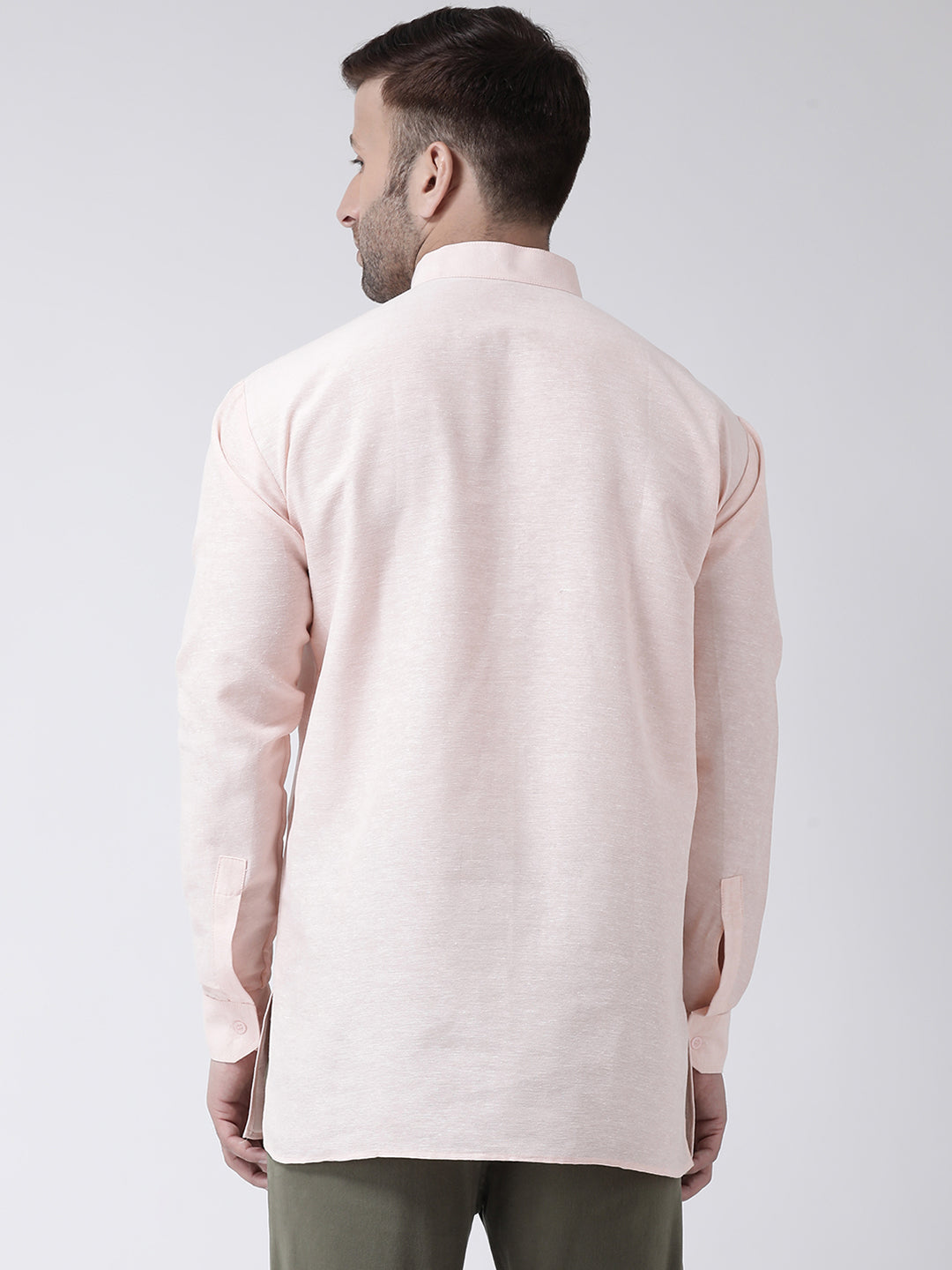 RIAG Beige Color Long Sleeves Men's Cotton Short Kurta