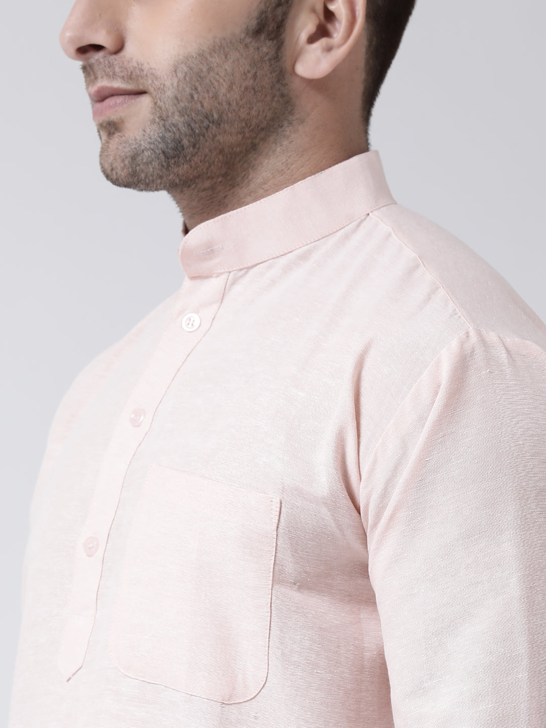 RIAG Beige Color Long Sleeves Men's Cotton Short Kurta