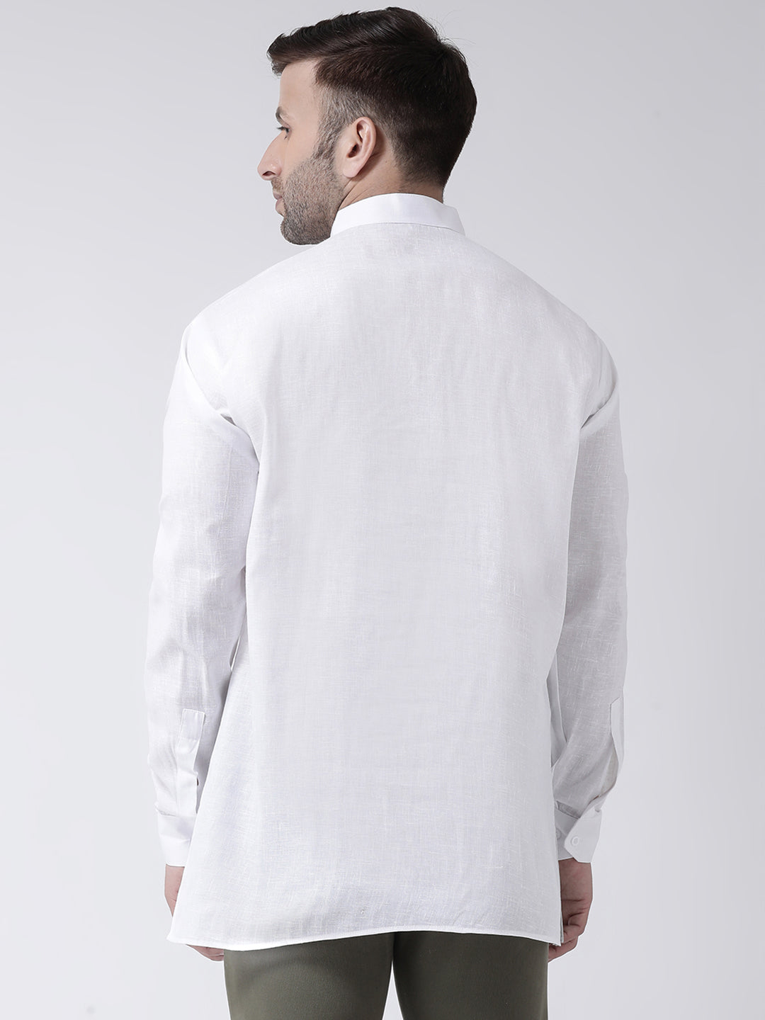 RIAG White Color Long Sleeves Men's Cotton Short Kurta