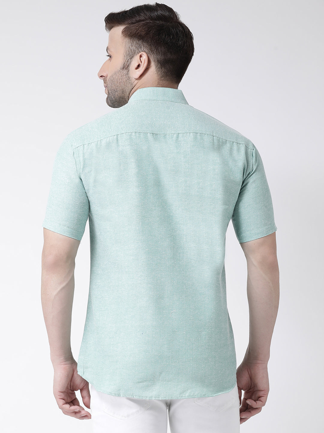 RIAG Green Men's Chinese Collar Half Sleeves Shirt