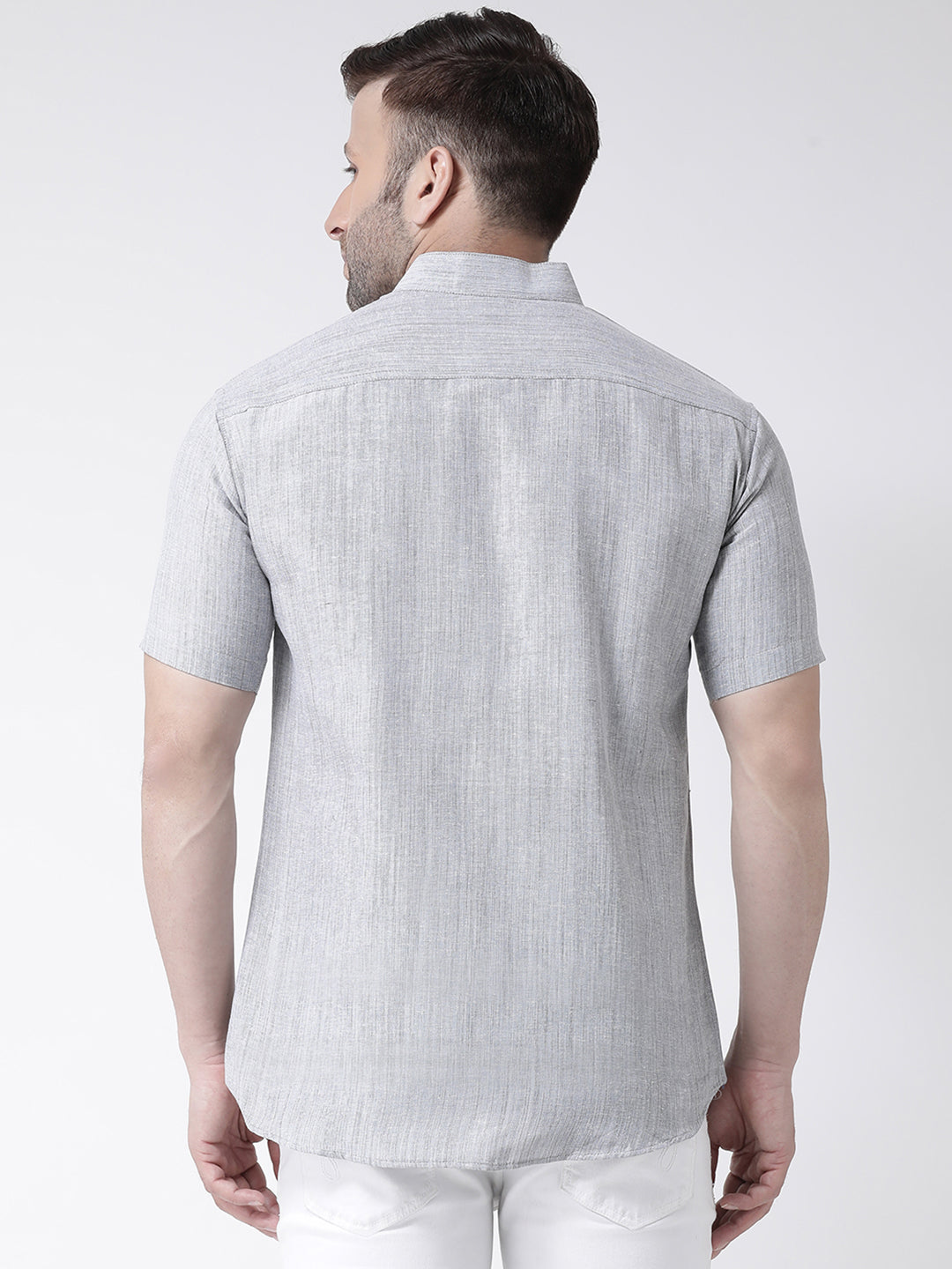 RIAG Grey Men's Chinese Collar Half Sleeves Shirt