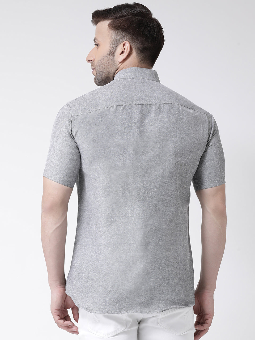 RIAG Grey Men's Chinese Collar Half Sleeves Shirt