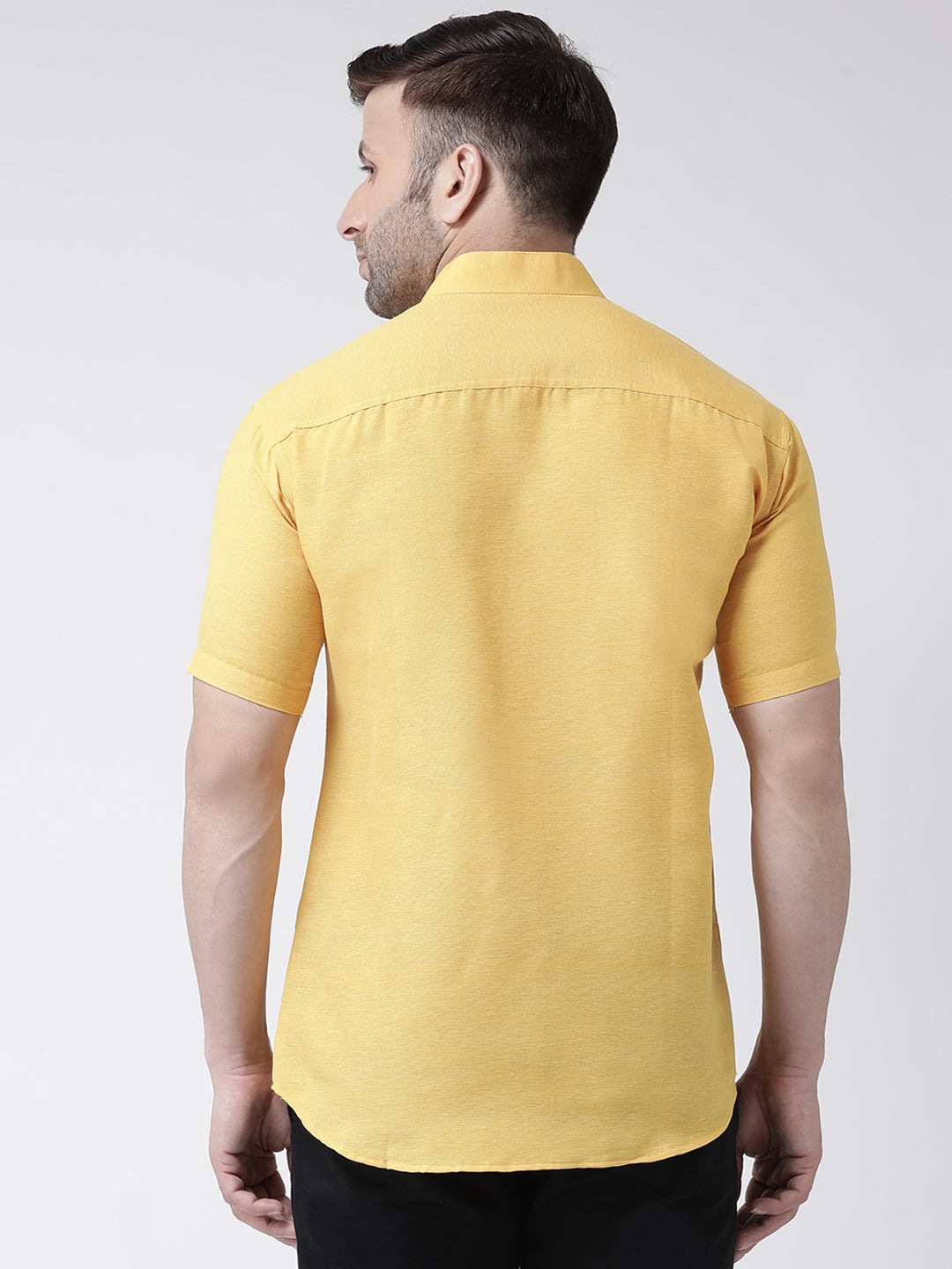 RIAG Mustard Men's Chinese Collar Half Sleeves Shirt