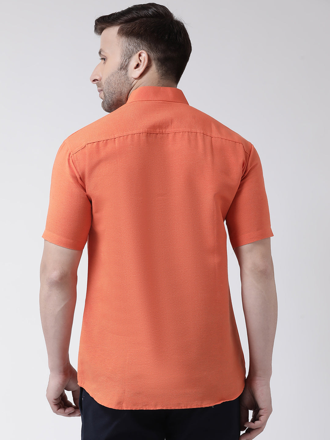 RIAG Orange Men's Chinese Collar Half Sleeves Shirt
